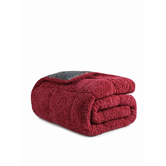 Cozy Home Festive Çift Kişilik Çift Taraflı Peluş Yorgan Noel Kırmızı
