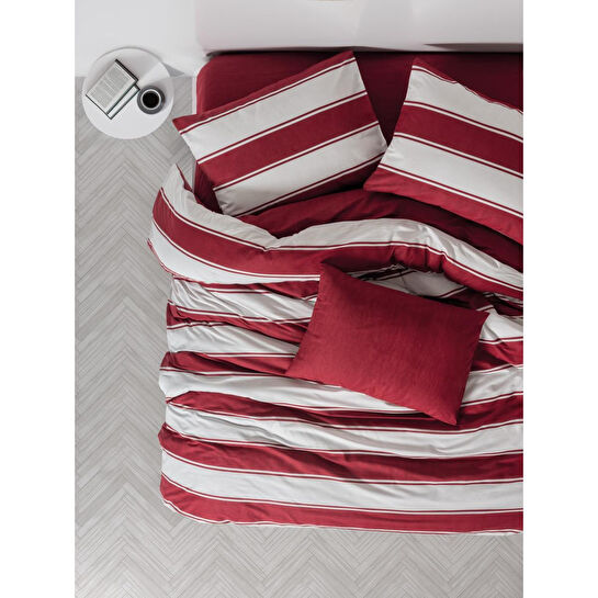 Cozy Home Festive Çift Kişilik Lastikli Çarşaflı Nevresim Takımı Jolly Kırmızı