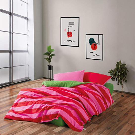 Cozy Home Popping Colors Tek Kişilik Lastikli Çarşaflı Nevresim Takımı Cherie Yeşil