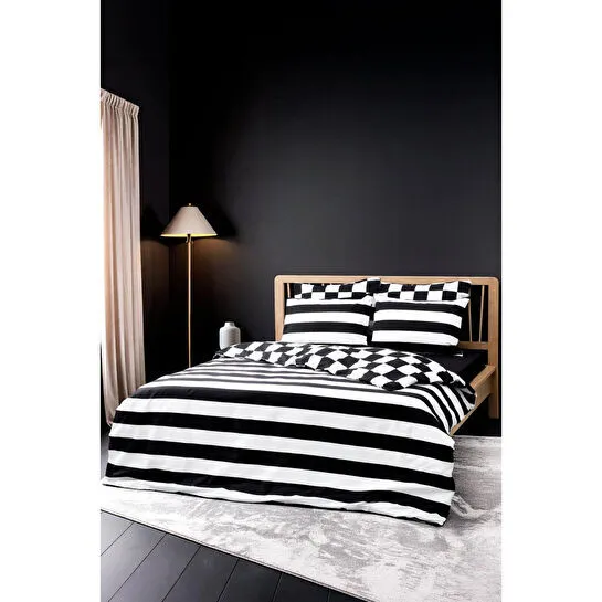 Cozy Home Mono Çift Kişilik Lastikli Çarşaflı Nevresim Takımı Code Siyah