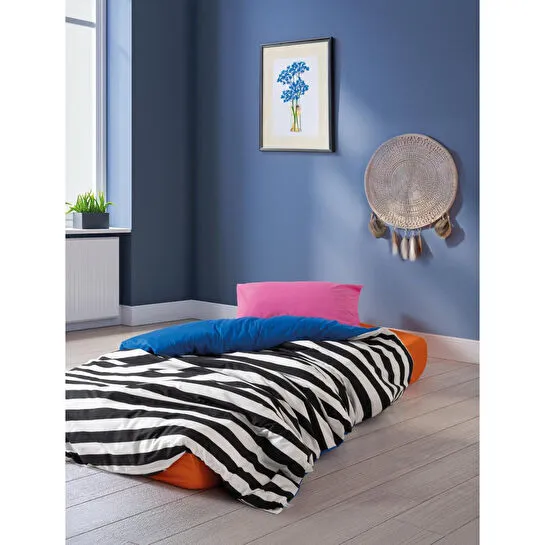 Cozy Home popping Colors Tek Kişilik Lastikli Çarşaflı Nevresim Takımı Dusk Mavi