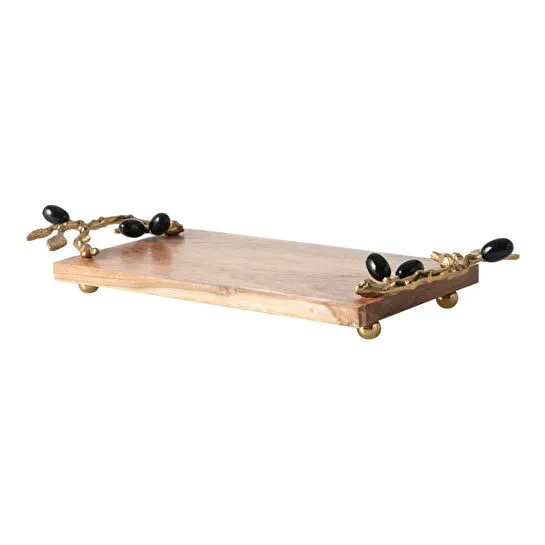 Mudo Home Olive Ahşap Dekorati̇f Tepsi̇ 46x18x8cm