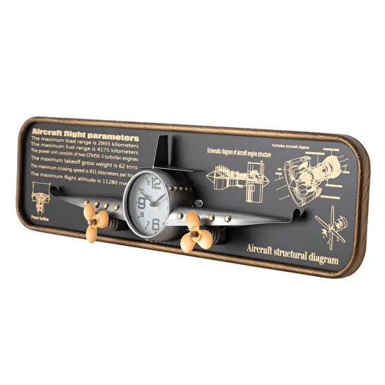 Mudo Home Airplane Silver Duvar Saati̇ 78x8x21cm