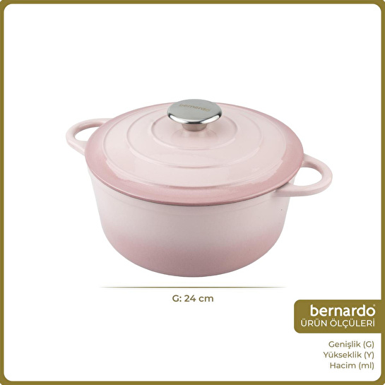 Bernardo Intensa Döküm Tencere Pembe 24cm