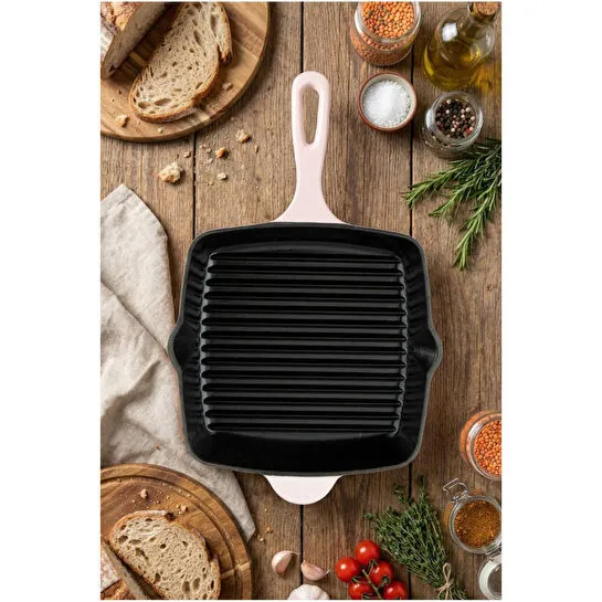 Bernardo Intensa Döküm Kare Tava Pembe 26cm