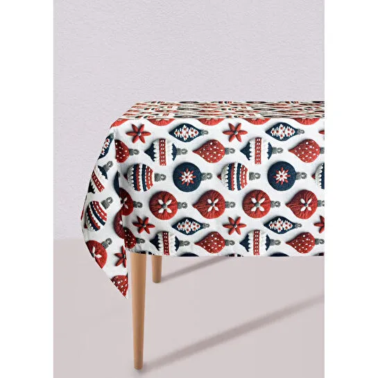 The Mia Modern Figür Desenli Masa Örtüsü 150x240 Cm Beyaz