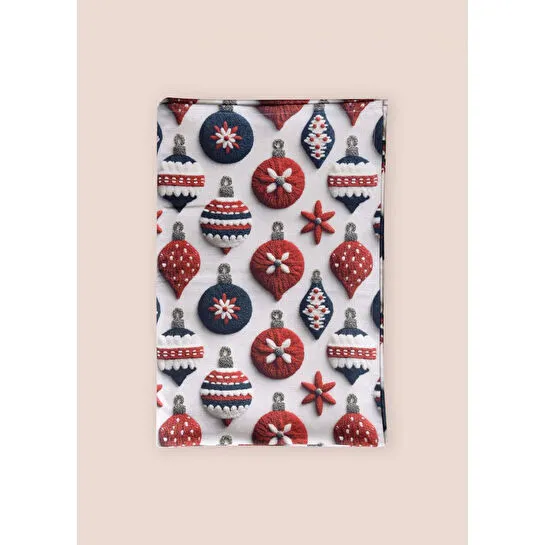 The Mia Modern Figür Desenli Masa Örtüsü 150x240 Cm Beyaz