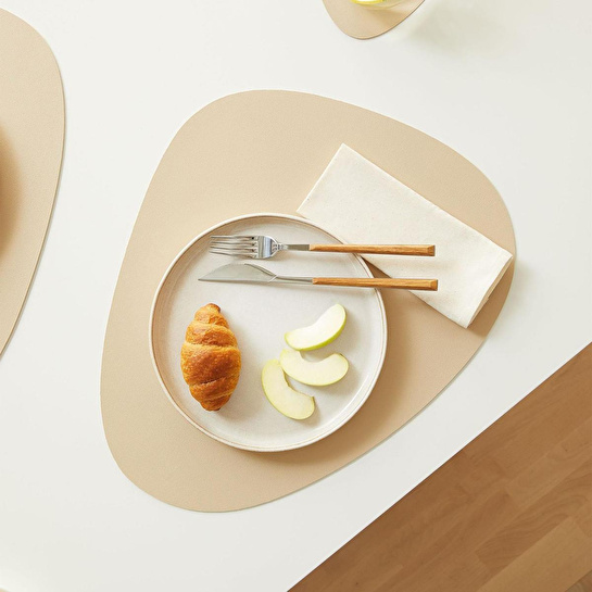 Home Wave 4'lü Bej/taş Renk Suni Deri Amerikan Servis Set 45 X 36 Cm