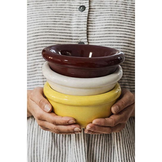 Beige & Stone Seramik Donut Bowl Kase Sarı