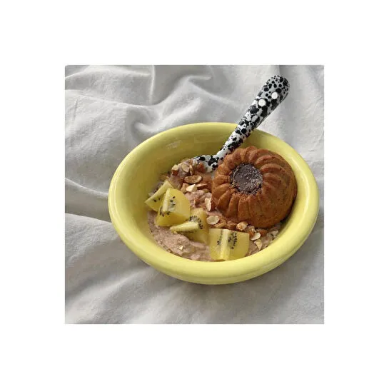 Beige & Stone Seramik Donut Bowl Kase Sarı