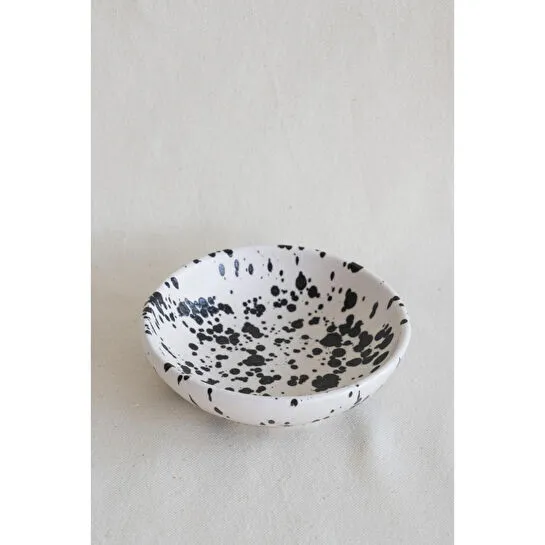 Beige & Stone Seramik Mat Siyah Benekli 2 Boy Kase