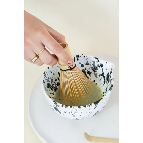 Beige & Stone Seramik Mat Siyah Benekli Matcha Kase