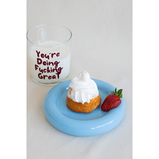 Beige & Stone Seramik Küçük Boy Mavi Donut Tatlı Tabağı