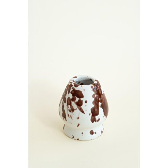 Beige & Stone Seramik Parlak Kahverengi Benekli Matcha Whisk Tutacağı