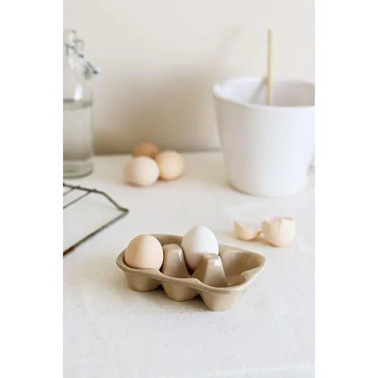 Beige & Stone Seramik Yumurtalık Saklama Servis Kabı
