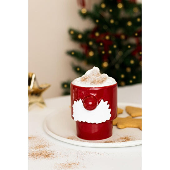 Beige & Stone Yılbaşı Noel Baba Beyaz Bıyıklı Kupa