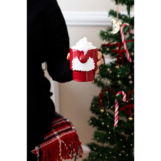 Beige & Stone Yılbaşı Noel Baba Beyaz Bıyıklı Kupa