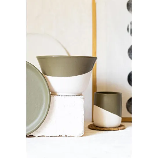 Beige & Stone Naturel Stone Haki Yeşil Seramik Kase