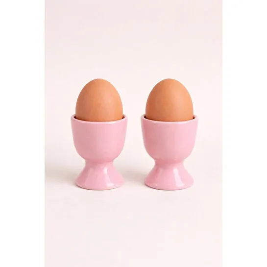 Beige & Stone Seramik Pembe Yumurta Kadehi – 2’li Set