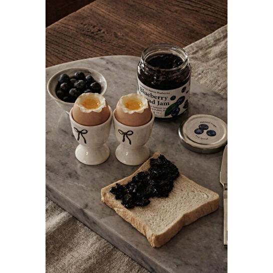 Beige & Stone Fiyonk Detaylı Seramik Yumurta Kadehi – 2’li Set | Krem