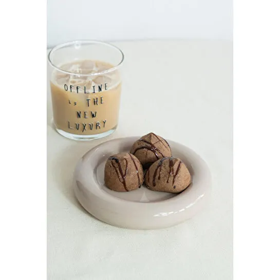 Beige & Stone Seramik Küçük Boy Parlak Bej Donut Tatlı Tabağı