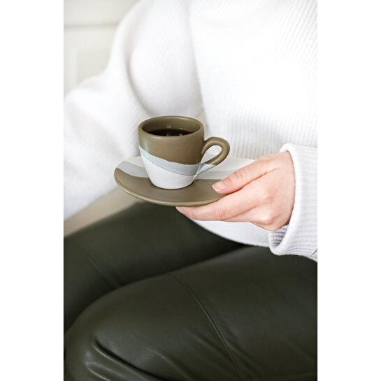 Beige & Stone Naturel Stone Kahve Fincanı Haki Yeşil