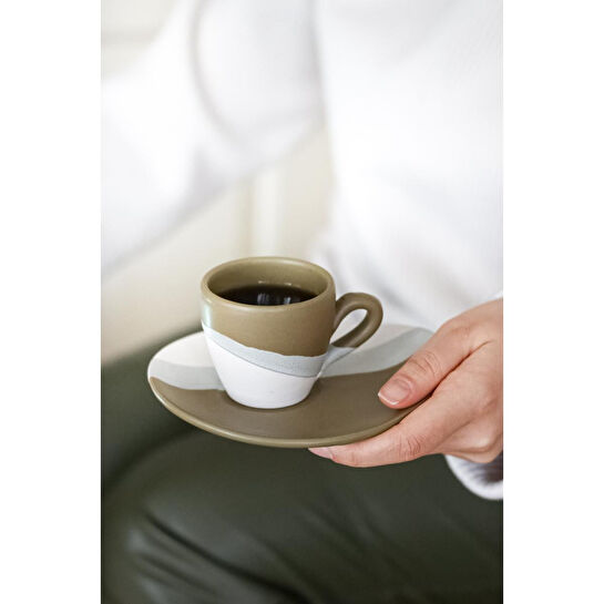 Beige & Stone Naturel Stone Kahve Fincanı Haki Yeşil