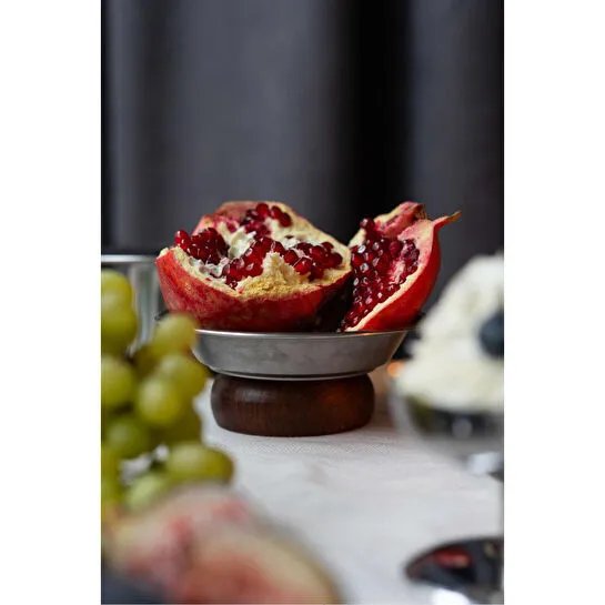 Beige & Stone Ahşap Ayaklı 15,5 Cm Çerez Meyve Kuruyemiş Sunum Kase Stand