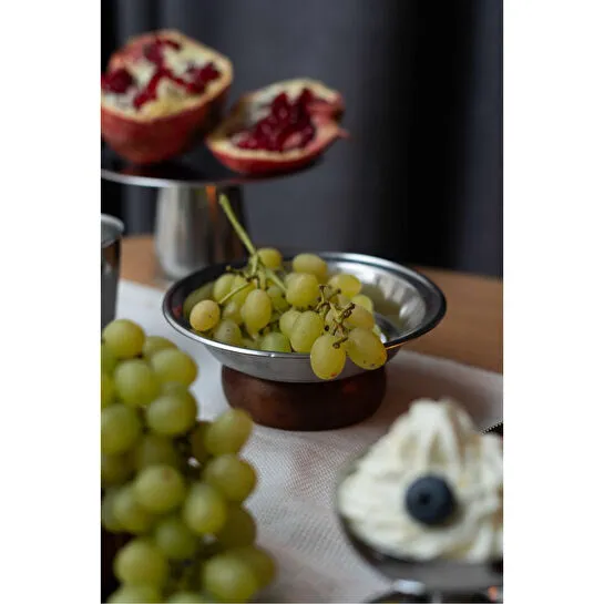 Beige & Stone Ahşap Ayaklı 15,5 Cm Çerez Meyve Kuruyemiş Sunum Kase Stand