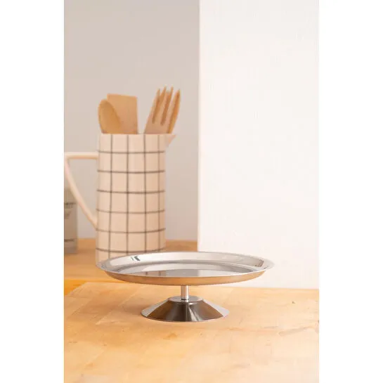 Beige & Stone Frezya Ayaklı Çelik 23 Cm Tatlı Meyve Peynir Servis/sunum Tabak