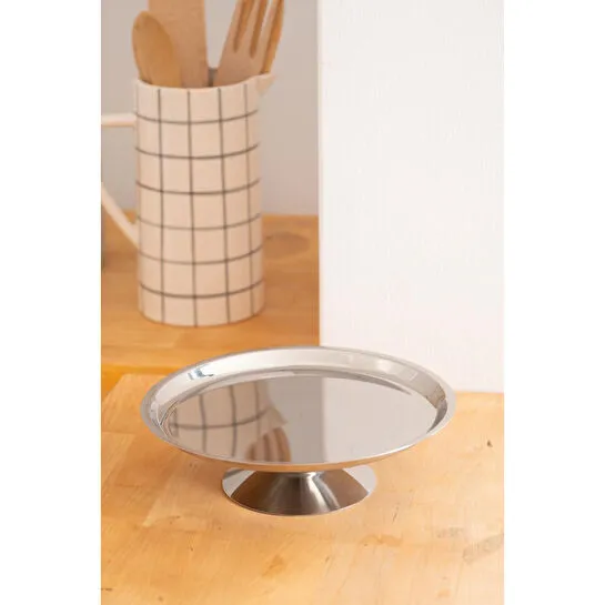 Beige & Stone Frezya Ayaklı Çelik 23 Cm Tatlı Meyve Peynir Servis/sunum Tabak