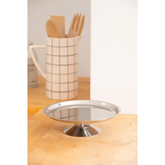 Beige & Stone Frezya Ayaklı Çelik 23 Cm Tatlı Meyve Peynir Servis/sunum Tabak