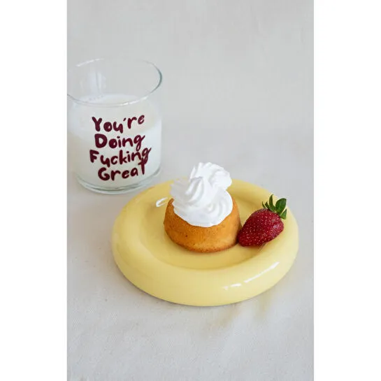 Beige & Stone Seramik Küçük Boy Sarı Donut Tatlı Sunum Tabağı