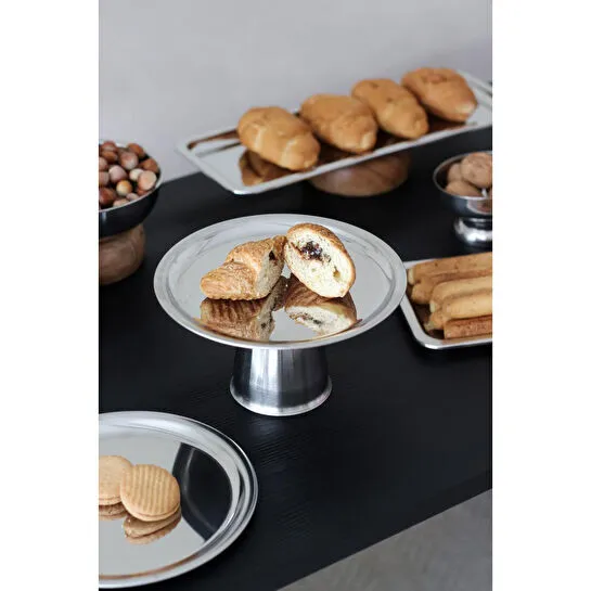 Beige & Stone Yüksek Ayaklı 18 Cm Çelik Yuvarlak Tabak Stand