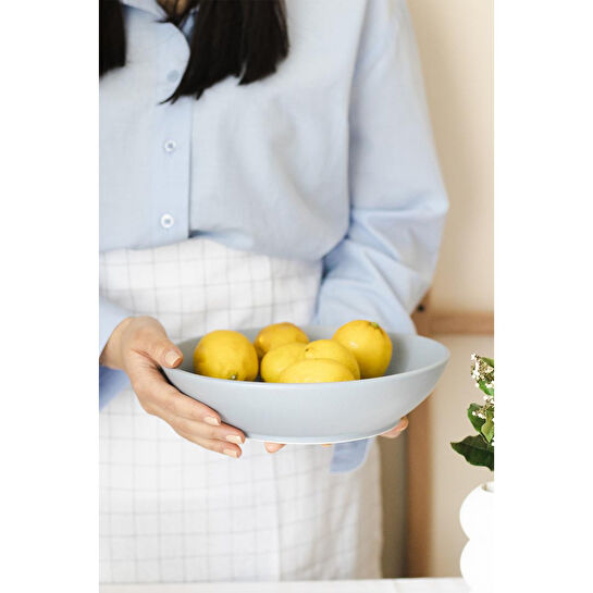 Beige & Stone Natural Stone Spagetti Sunum Seramik Tabak