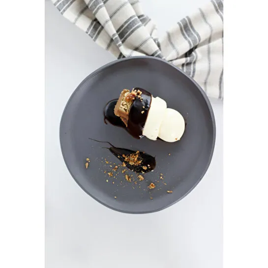 Beige & Stone Çelik Yüksek Ayaklı 23 Cm Seramik Antrasit Yuvarlak Servis/sunum Tabak Stand