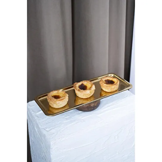 Beige & Stone Ahşap Ayaklı Baton Gold Dekoratif 33 Cm Pasta Kek Sunum/servis Tabak Stand