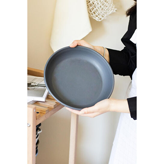 Beige & Stone Natural Stone Spagetti Sunum Seramik Tabak