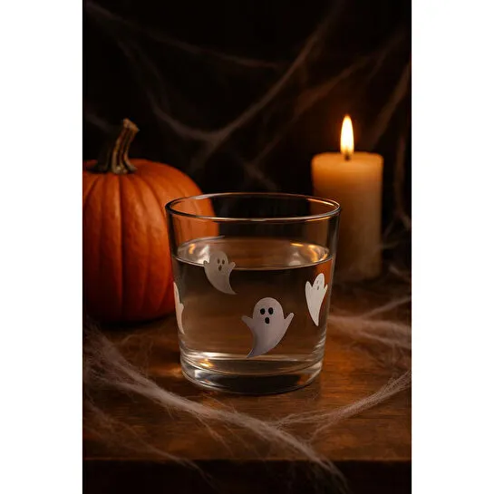 Beige & Stone Halloween Cadılar Bayramı Hayalet Temalı 380 Ml Cam Bardak