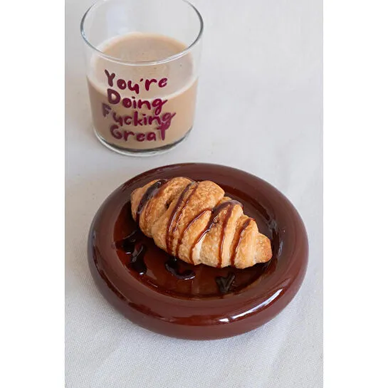 Beige & Stone Seramik Küçük Boy Kahverengi Donut Tatlı Tabağı