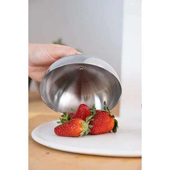 Beige & Stone Paslanmaz Çelik Tatlı Pasta Meyve Sunum Fanus – 13 Cm