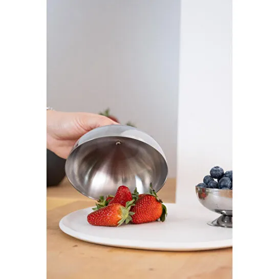 Beige & Stone Paslanmaz Çelik Tatlı Pasta Meyve Sunum Fanus – 13 Cm