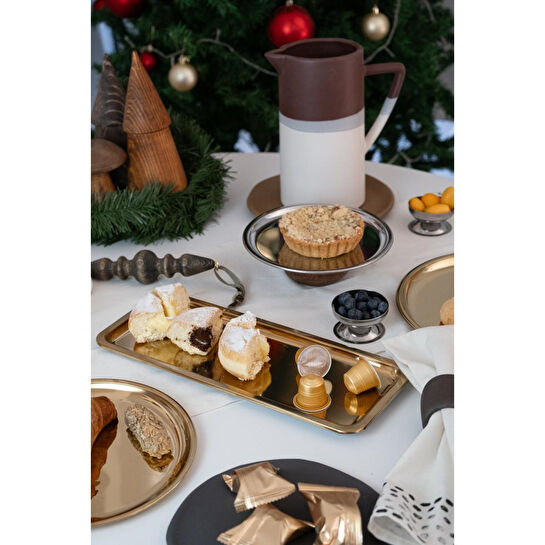 Beige & Stone Gold 33 Cm Servis Tabağı Sunum Tepsisi