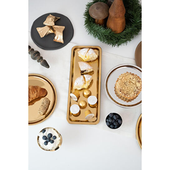 Beige & Stone Gold 33 Cm Servis Tabağı Sunum Tepsisi