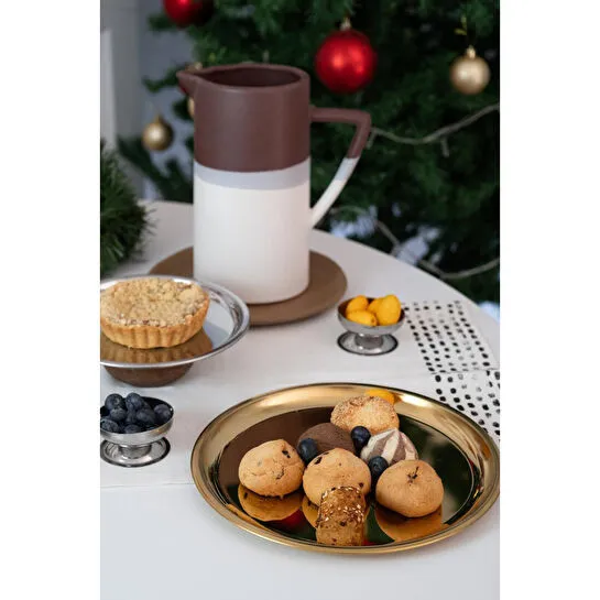 Beige & Stone Gold 23 Cm Servis Tabağı Sunum Tepsisi