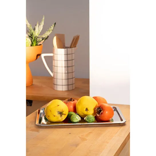 Beige & Stone Metal Çay Kahve Sunum Tepsisi