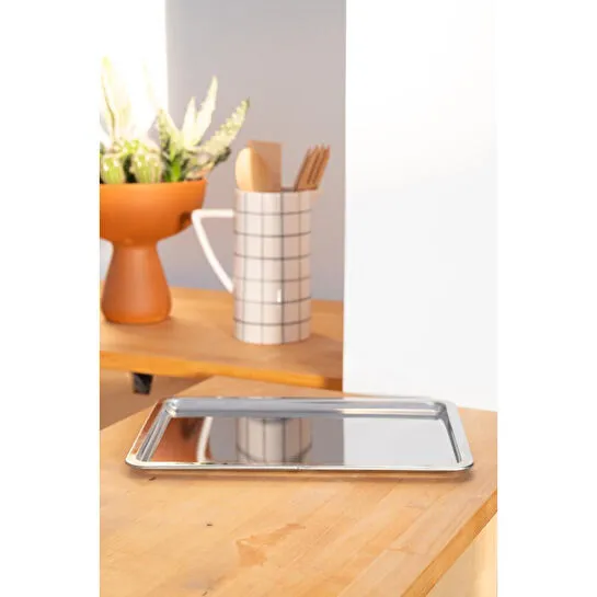 Beige & Stone Metal Çay Kahve Sunum Tepsisi