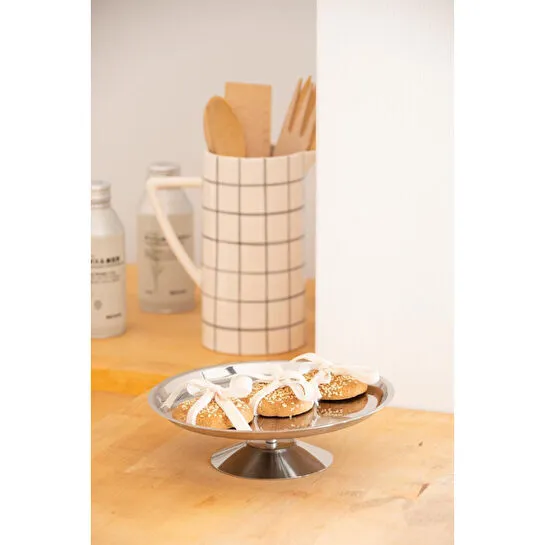 Beige & Stone Frezya Metal Ayaklı 23 Cm Tatlı Meyve Servis/sunum Tepsisi