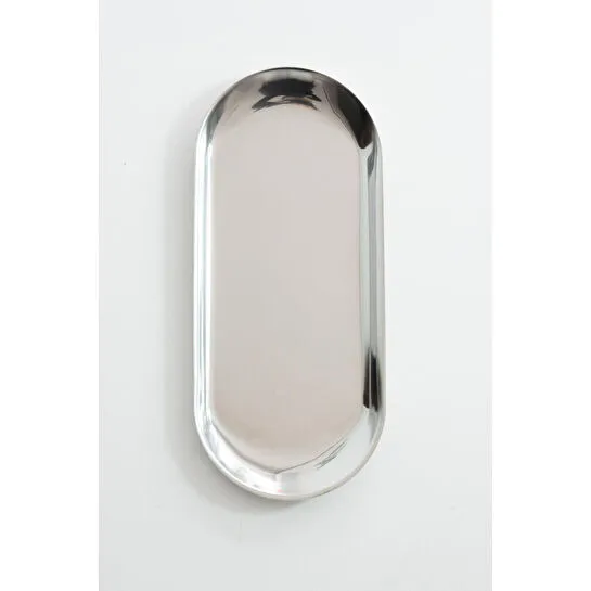 Beige & Stone Dekoratif Gümüş Büyük Oval Takı Organizeri Ve Sunum Tepsisi