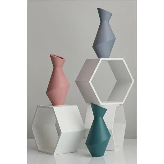 Beige & Stone Teza Vazo Dekoratif Obje